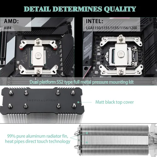 Miniatura 3 de Thermalright Assassin X 120 - Enfriador de aire para CPU SE refinado, ventilador TL-C12C PWM con 1550RPM, refrigeración de CPU de 5.827 in de alto