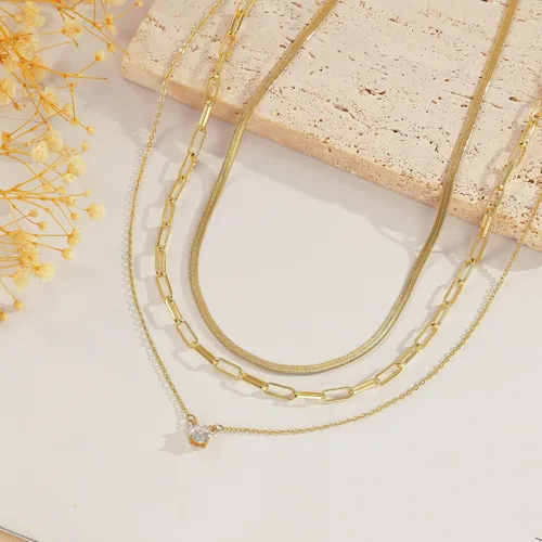 Miniatura 6 de Gargantilla para mujer, delicada cadena de serpiente gruesa chapada en oro de 14 quilates, collar de oro en capas, joyería de oro simple y moderna