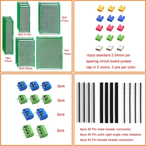 Miniatura 2 de 48 piezas de kit de placa PCB de doble cara para soldadura DIY y prototipos de placas de circuito para proyectos electrónicos, compatible con kits
