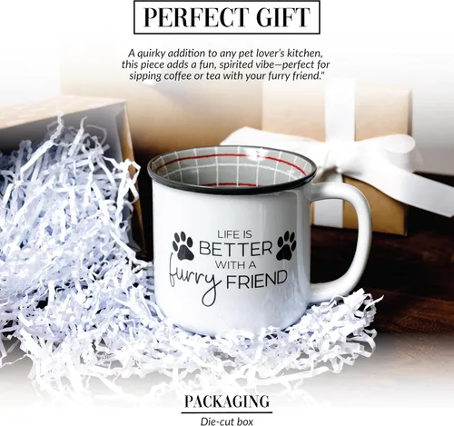 Miniatura 3 de Pavilion Gift Company - Life Is Better With A Furry Friend - Taza de café de 18 onzas para gatito, cachorro, felino, K-9, gato, perro, amante