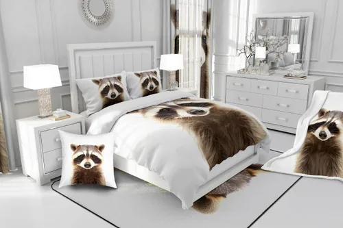 Miniatura 6 de Manta de vellón de felpa con bonito patrón de animales para niños y niñas, manta sherpa con estampado de mapache 3D, manta suave y mullida