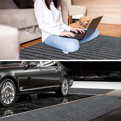 Miniatura 6 de Alfombras de pasillo de 2' x 6' pies con respaldo de goma, alfombras de pasillo de alfombra utilitaria para interiores y exteriores, gris a rayas