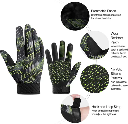 Miniatura 3 de INBIKE Guantes de ciclismo para hombres y mujeres, guantes de ciclismo acolchados de gel con memoria que absorben los golpes, guantes de ciclismo