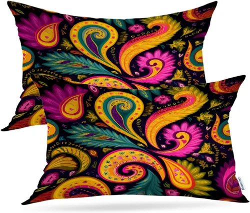 Miniatura 45 de Batmerry Flowers with Stems Throw Pillow Covers, Beautiful Floral Decorative Pillow Covers Digital Printing Blended for Couch Sofa Bed Invisible