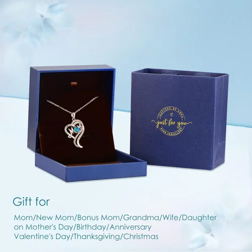 Miniatura 6 de DFUNH Regalos para el día de la madre para mamá y mujer, collar con dije de corazón con dije de corazón con piedra natal con relleno de oro rosa
