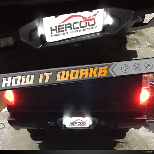 Miniatura 5 de HERCOO Luz LED para placa de matrícula, carcasa de lente, bombillas blancas, ensamblaje compatible con Toyota Tacoma 1995-2004, parachoques trasero