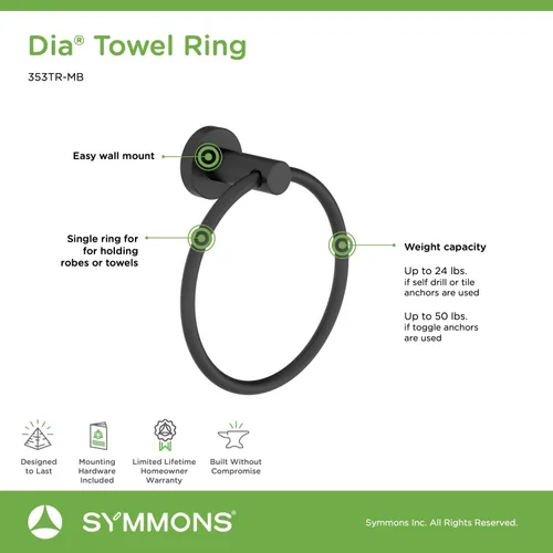 Miniatura 8 de Symmons 35AC3BUNDLEMB - Juego de accesorios de baño de pared de 3 piezas, color negro mate Mate negro