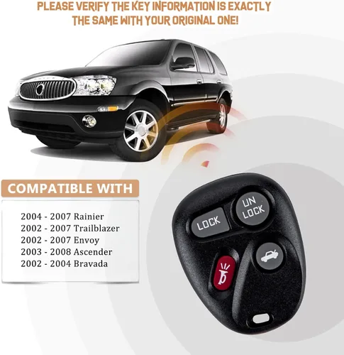 Miniatura 4 de Nuevo llavero de repuesto para entrada sin llave para Enviado Trailblazer con identificación FCC: MYT3X6898B GM # 15051014, 15008008, 15008009 (par)