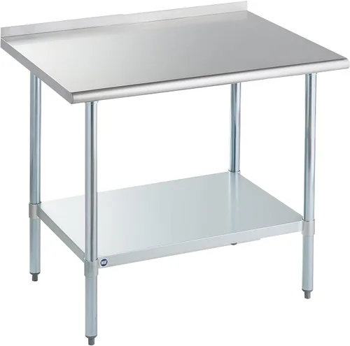 Miniatura 28 de Mesa de acero inoxidable para preparación y trabajo con protector contra salpicaduras, 24x72 pulgadas
