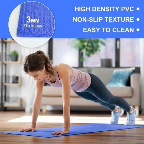 Miniatura 3 de Alfombrilla de yoga de 0.118 pulgadas de grosor a granel, antideslizante para ejercicio, entrenamiento, fitness, para mujeres y hombres, gimnasio