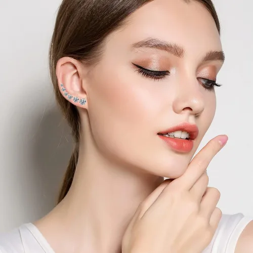 Miniatura 4 de Juego de 6 pares de aretes tipo dormilona de acero inoxidable 316L con circonita cúbica transparente para mujeres y hombres, de 0.315 a 0.3