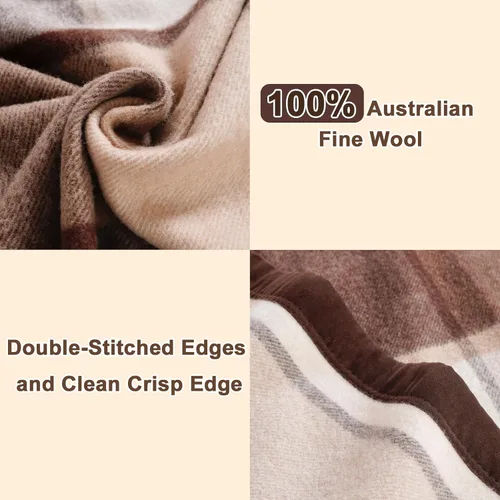 Miniatura 4 de YOUR MOON Manta de lana 100% pura, tamaño individual, manta australiana orgánica de lana natural, peso medio, manta hipoalergénica para cama