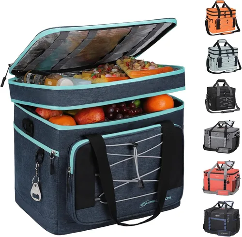 Miniatura 8 de Maelstrom Portable Collapsible Soft Cooler Bag – 24/30/60 Cans Double-Deck Leakproof Ice Chest for Beach, Camping & Grocery