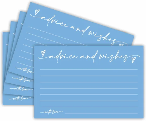 Miniatura 14 de 30 Tarjetas de Consejos y Deseos – Azul Minimalista – Tarjetas de Consejos de Doble Cara para Rellenar para Novia, Boda, Fiesta de Graduación, Sr.