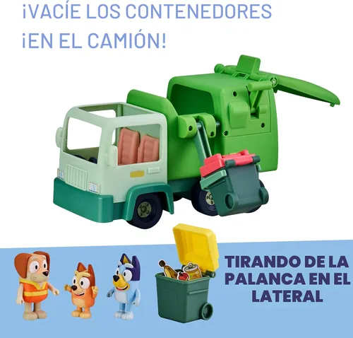 Miniatura 4 de Conjunto de juguete de camión volquete Bluey, juguete de camión volquete resistente con 2 figuras articuladas y 3 enormes rocas, juguetes