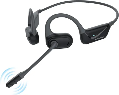 MONODEAL Auriculares de oreja abierta con micrófono, auriculares Bluetooth 5.4 ligeros con botón de silencio de cancelación de ruido, auriculares