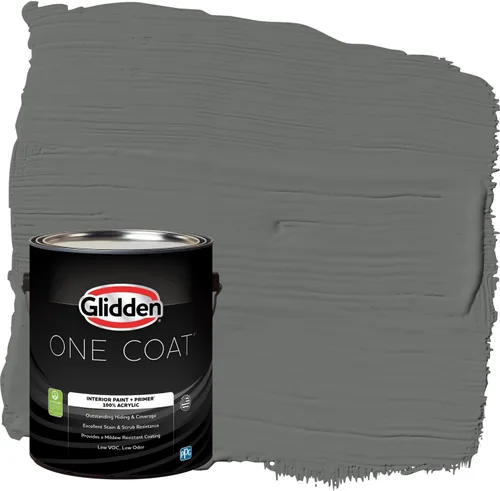 Miniatura 75 de Glidden Pintura Interior + Imprimación: Gris/Plata Antigua, Una Capa, Satinado, 1 Galón