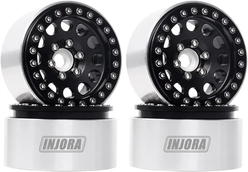 INJORA llantas Beadlock de 1.9 para 1/10 RC Crawler Axial SCX10 SCX10 II 90046 Traxxas TRX4 RC4WD D90, 4 piezas/set, aleación de aluminio (negro)