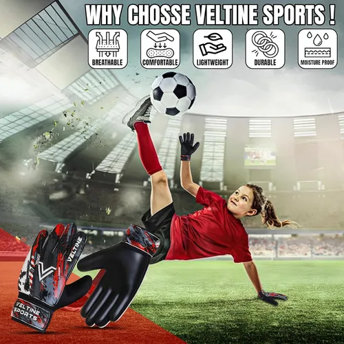 Miniatura 6 de Guantes de portero de fútbol para niños, jóvenes y adultos, guantes de portero de fútbol con protección doble en la muñeca y palmas de látex