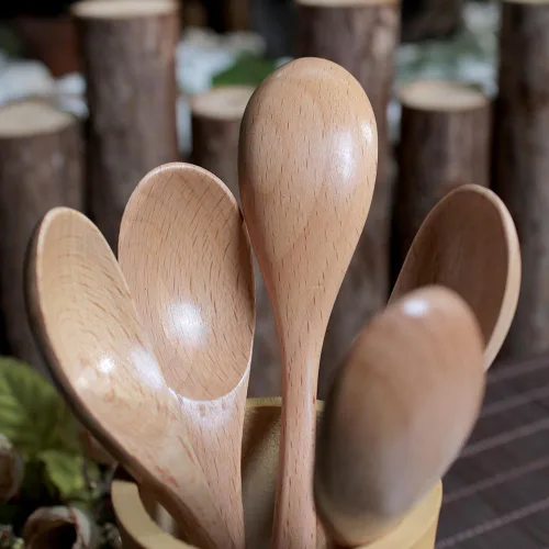 Miniatura 9 de Cuchara de café de madera de 6 pulgadas, cuchara de madera de haya natural, cuchara de postre para té de tarde, cuchara de té, agitadores de madera