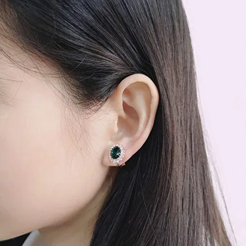 Miniatura 31 de Yoursfs Austria - Aretes de clip de cristal para mujer, chapados en oro de 18 quilates, joyería de moda con halo de circonita cúbica, aretes sin