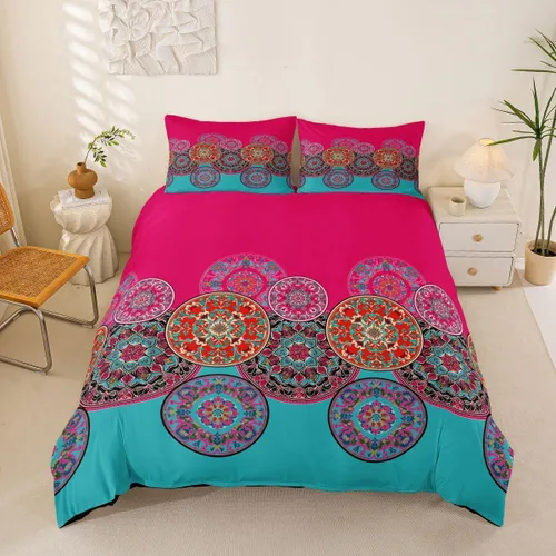 Miniatura 2 de Erosebridal - Juego de funda de edredón bohemio, 3 piezas, estilo exótico, juego de ropa de cama, funda de edredón bohemio, juego de colcha floral