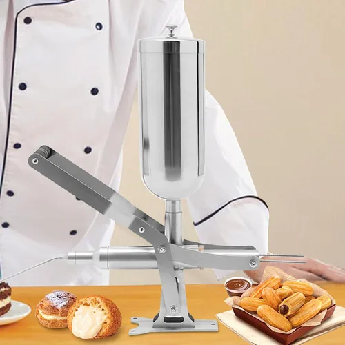 Miniatura 7 de Máquina de llenado manual de churro español de 5L, máquina de llenado de donas de mano comercial Máquina de llenado de pasteles de acero inoxidable