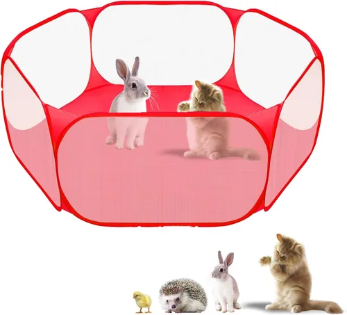 Miniatura 8 de Corralito para animales pequeños, tienda de campaña interactiva emergente portátil para mascotas, valla interior y exterior para conejos, conejillos