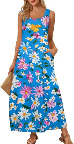 Miniatura 13 de Vestidos de iglesia para mujer 2025, casual, holgado, sin mangas, largo, fluido, vestido de verano con bolsillos