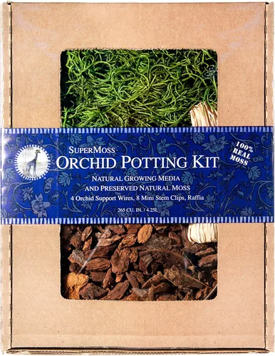 Miniatura 9 de SuperMoss (90509) Kit para macetas de orquídeas, juego completo de cuidado de orquídeas con musgo preservado, corteza de orquídea, clips florales