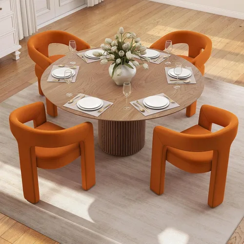 Miniatura 27 de BESTANO Sillas de comedor modernas tapizadas en terciopelo de vellón con respaldo abierto, lindas sillas laterales de barril, sillas de cocina