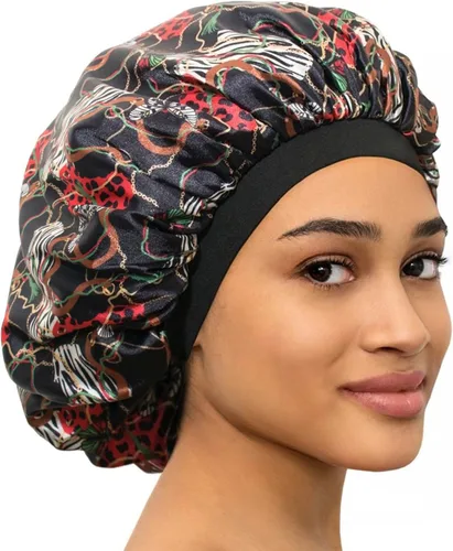 Miniatura 7 de CAPLORD Gorro de satén forrado para dormir, gorro de bambú para el cabello rizado natural para mujeres y hombres