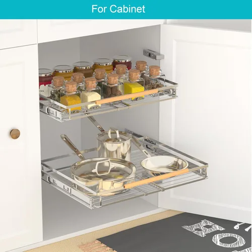 Miniatura 3 de iPEGTOP Juego de 3 organizadores de cajones extraíbles para gabinete, estantes deslizantes extensibles para despensa, resistentes para gabinetes