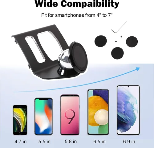 Miniatura 7 de Soporte giratorio para teléfono celular de 360 grados Soporte para teléfono móvil Negro (imán) para BMW Serie 5 F11 F10 F07 2010-2016 (negro)