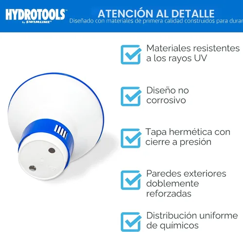 Miniatura 6 de HYDROTOOLS BY SWIMLINE: Dispensador químico mini para piscina y spa, compatible con bromo y cloro, admite tabletas de 1 pulgada, anillo de control