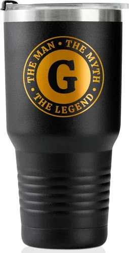 Miniatura 8 de Taza The Man the Myth the Legend con iniciales, vaso de viaje de acero inoxidable con monograma para hombres, divertida taza de café personalizada