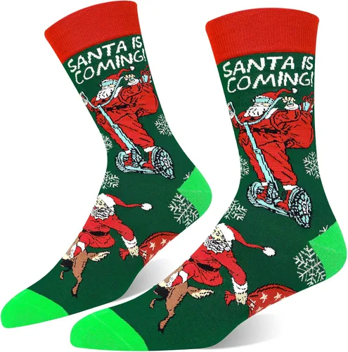 Miniatura 2 de PanPacSight Calcetines redondos de Navidad para hombre, calcetines divertidos de culto medio