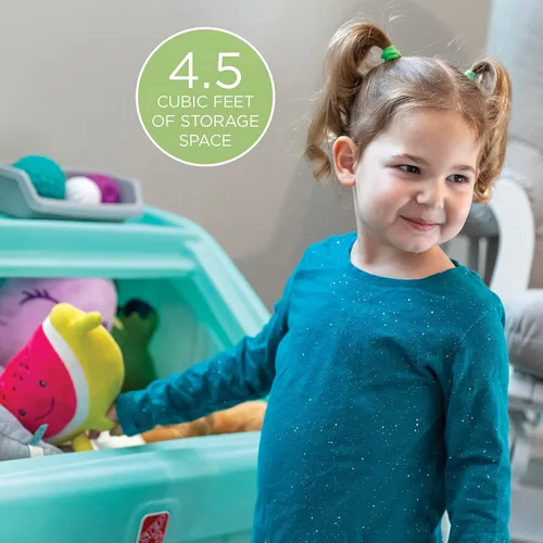 Miniatura 4 de Step2 Caja de juguetes y tapa de arte 2 en 1, contenedor y organizador de juguetes para niños, caballete y cofre en uno, hecho de plástico duradero
