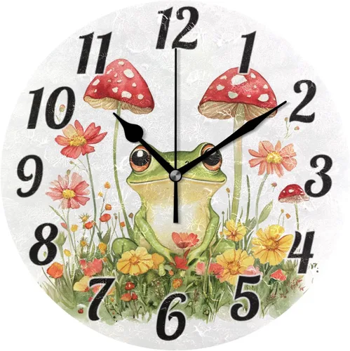 Miniatura 42 de Reloj de pared con mariposas moradas, silencioso, funciona con pilas, floral, sin tictac, decorativo, reloj analógico de cuarzo redondo de 9.5 A01