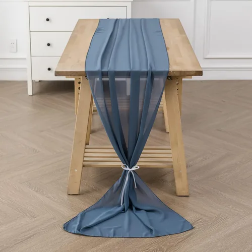 Miniatura 15 de Paquete de 2 caminos de mesa de gasa de 10 pies de 29 x 120 pulgadas, camino de mesa romántico transparente para boda, fiesta de cumpleaños