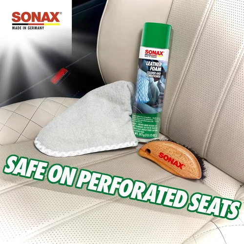 Miniatura 4 de SONAX Espuma de Cuero 289300 Limpiador y Acondicionador de Cuero en Aerosol 2 en 1 Seguro de Usar en Asientos Perforados con Aire