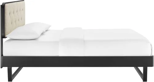 Miniatura 5 de Modway MOD-6643-BLK-BEI Bridgette - Cama de plataforma de madera con marco angular, color negro y beige