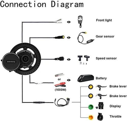 Miniatura 5 de BAFANG BBSHD 48V/52V 500W 750W 1000W Kit de transmisión media con batería opcional BBS01 BBS02 8FUN Kit de conversión DIY con pantalla LCD y plato