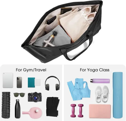 Miniatura 7 de Bolsa grande para esterilla de yoga con compartimento para zapatos y bolsillo impermeable, bolsa de gimnasio para pilates con soporte para esterilla