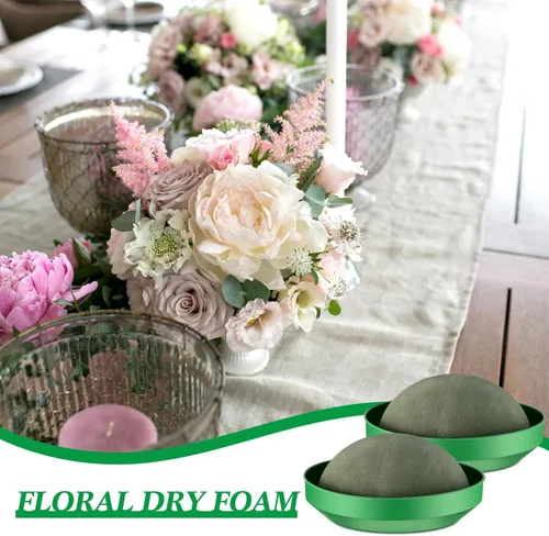 Miniatura 6 de 8 juegos redondos de espuma floral, 5.5 x 2.7 pulgadas, media bola de espuma de flores redondas secas con cuenco para arreglos de plantas
