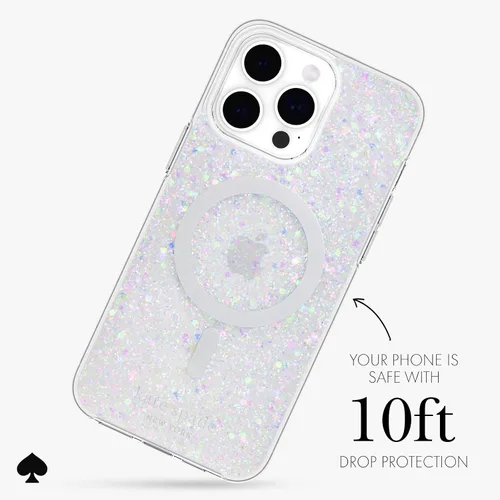 Miniatura 3 de Kate Spade New York Funda para iPhone 15 Pro Max, compatible con la funda MagSafe para teléfono, purpurina gruesa iridiscente