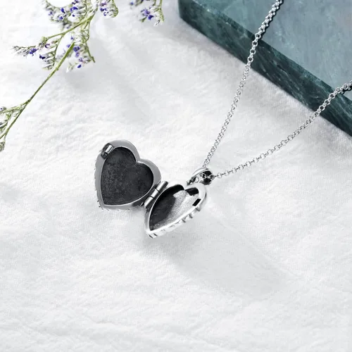 Miniatura 3 de SOULMEET Collar con medallón de plata de ley que sostiene fotos para mantener a alguien cerca de ti, medallón personalizado, joyería personalizada