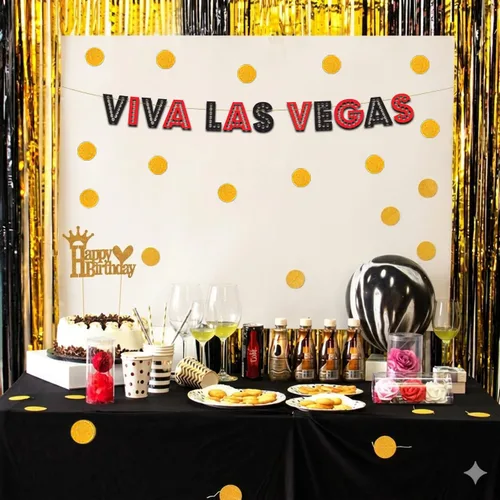 Miniatura 6 de Viva Las Vegas - Cartel con purpurina roja y negra preencordada, decoraciones de despedida de soltera para ella, suministros de fiesta, recuerdos