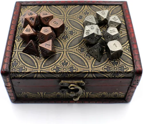 Miniatura 4 de Juegos de dados de metal para juegos de rol gemelos con baúl de almacenamiento