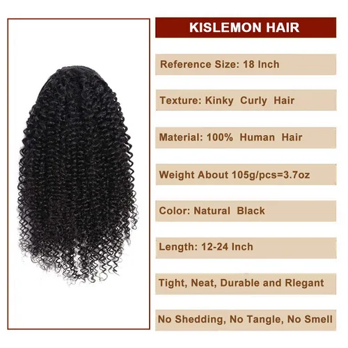 Miniatura 6 de Extensiones de cabello rizado para cola de caballo, cabello rizado para cola de caballo, extensión de cabello humano virgen brasileño